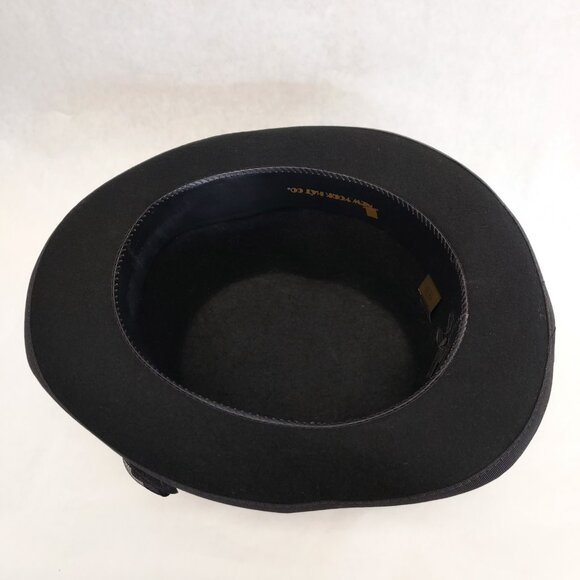 New York Hat Co Top Hat Women's M Wool Felt Classic Black Short Crown Flower Pin - Picture 10 of 16